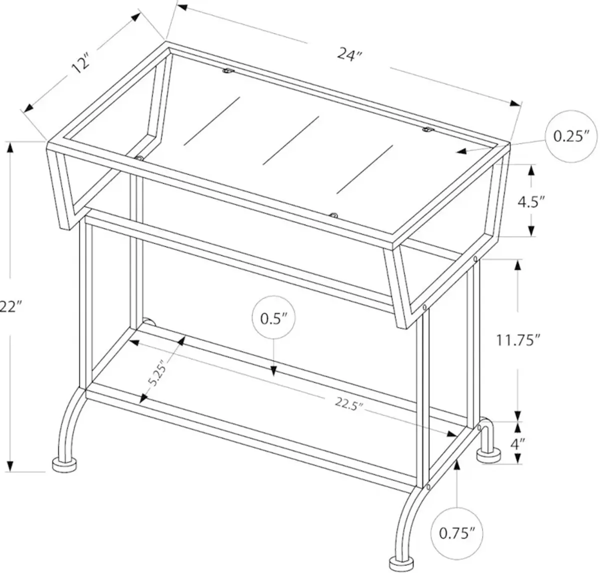 White Modern Accent Table - Side