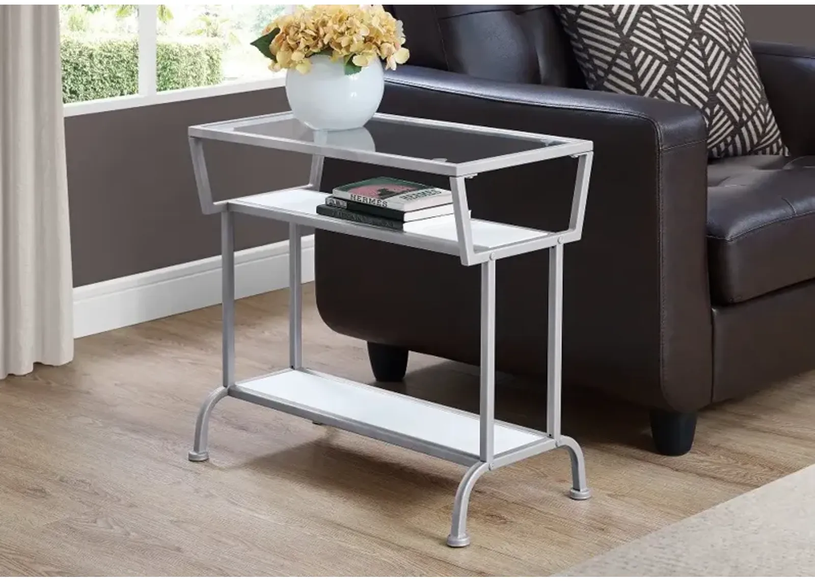 White Modern Accent Table - Side