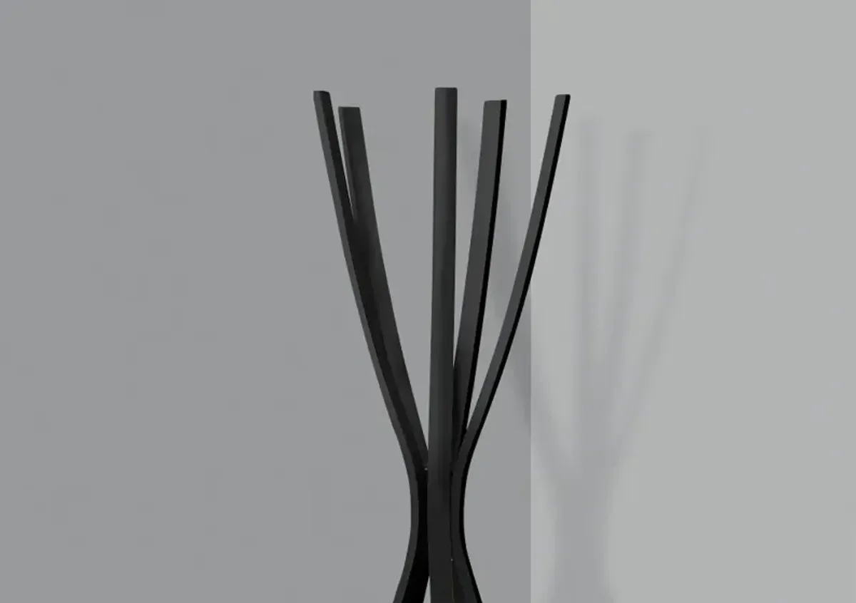 Contemporary Satin Black Metal Coat Rack