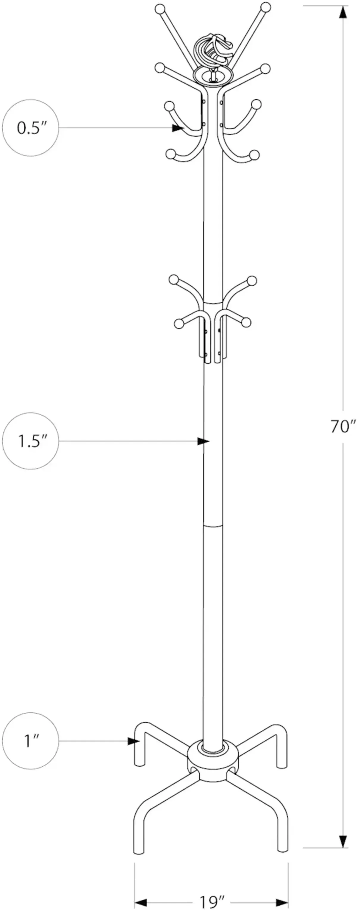 Contemporary Black Metal Coat Rack