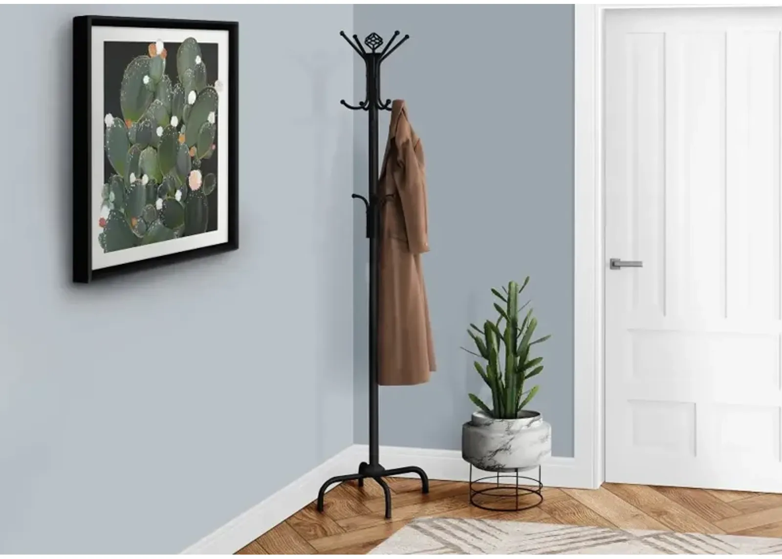 Contemporary Black Metal Coat Rack