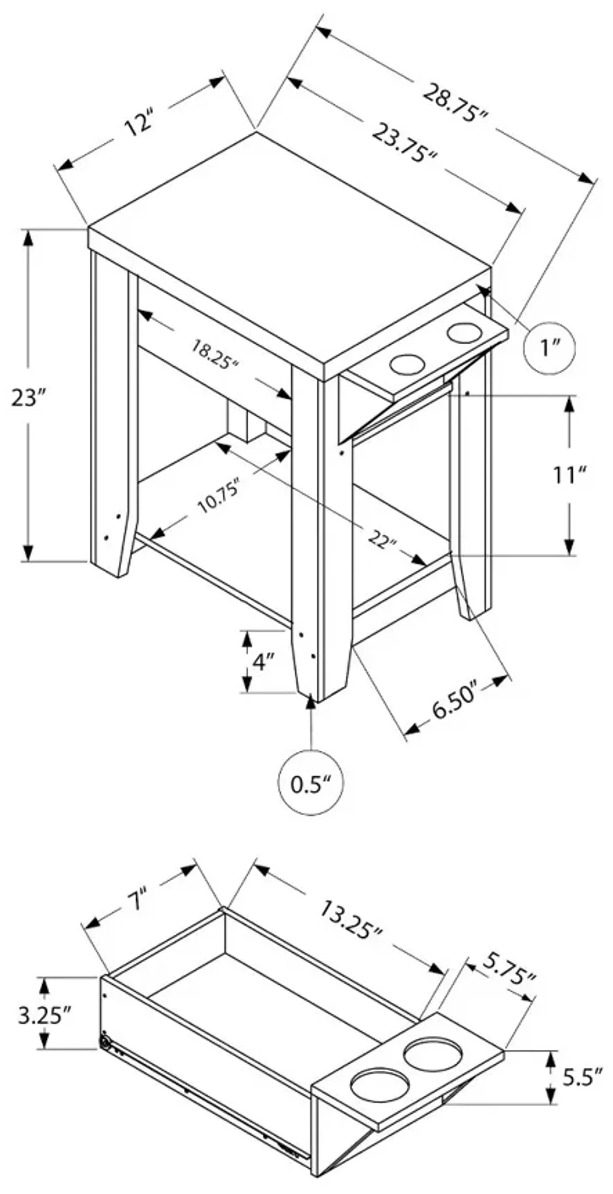 Cappuccino Brown Accent Side Table