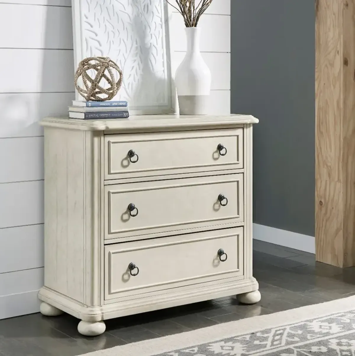 Provence Antiqued White 3 Drawer Chest