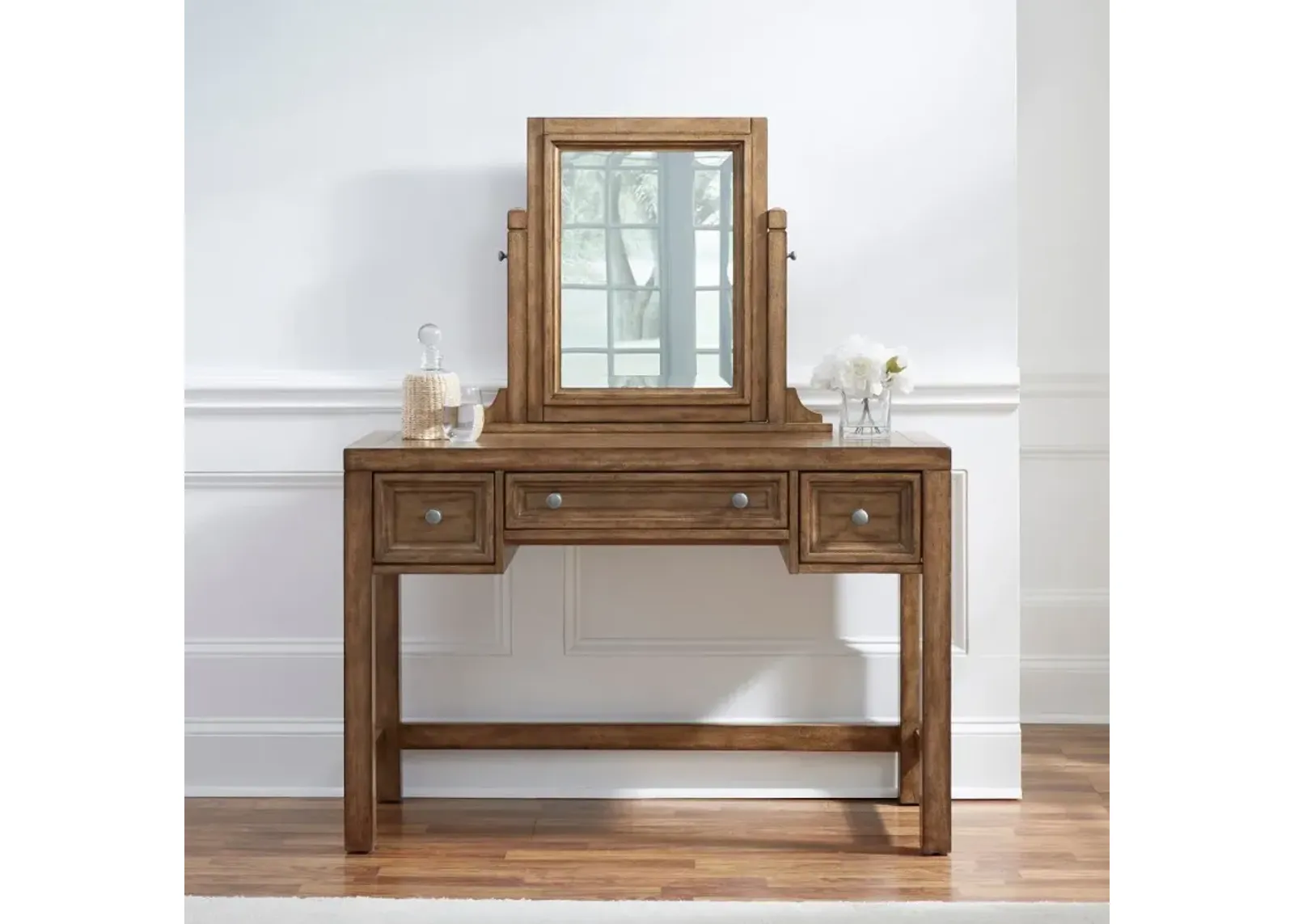 Contemporary Toffee Brown Vanity with Mirror - Sedona