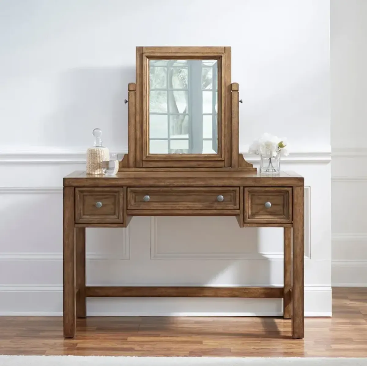 Contemporary Toffee Brown Vanity with Mirror - Sedona