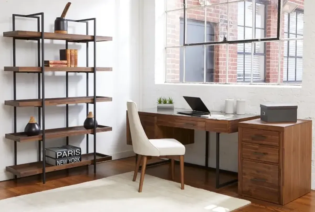 Elbert Industrial Desk with Glass Top