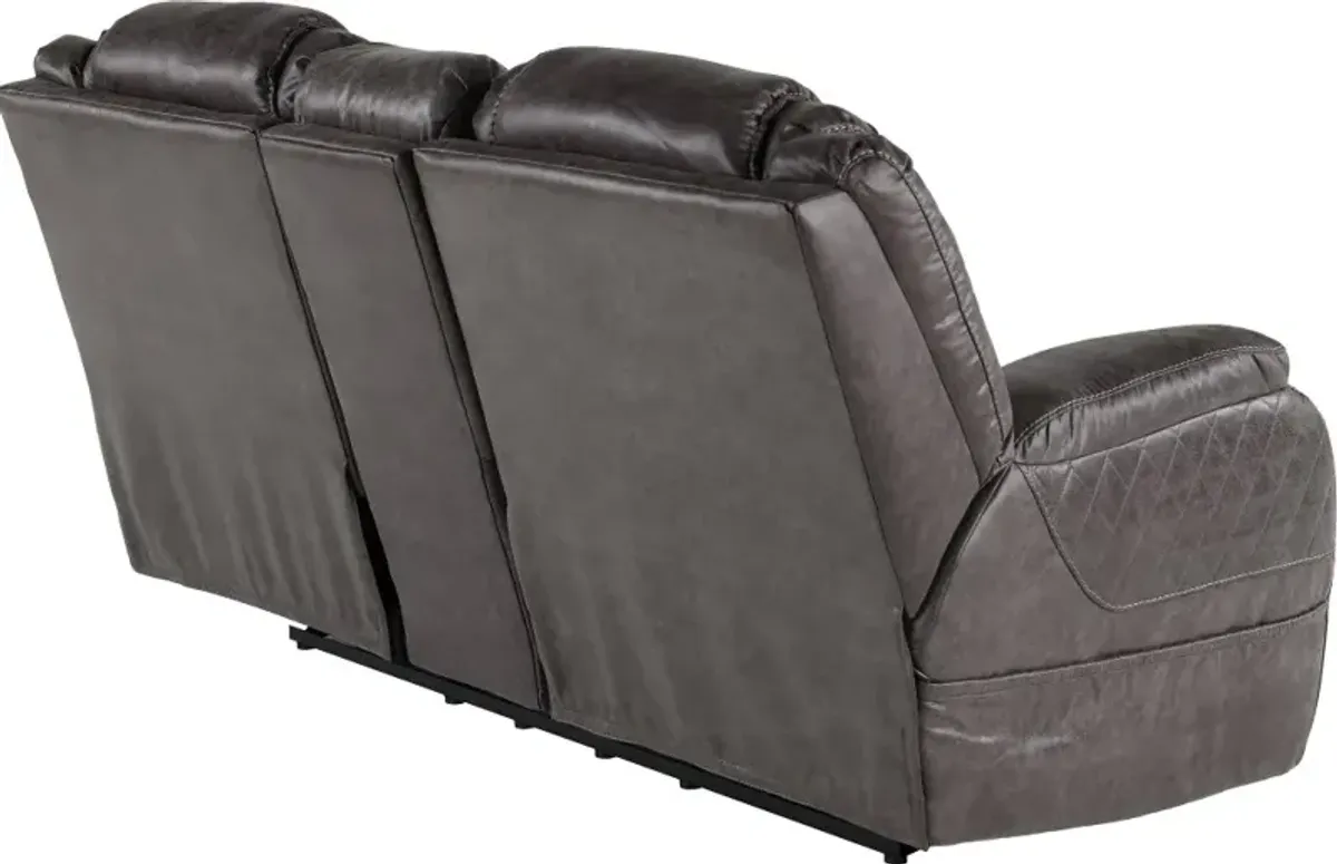 Daytona Steel Gray Power Reclining Loveseat with Console