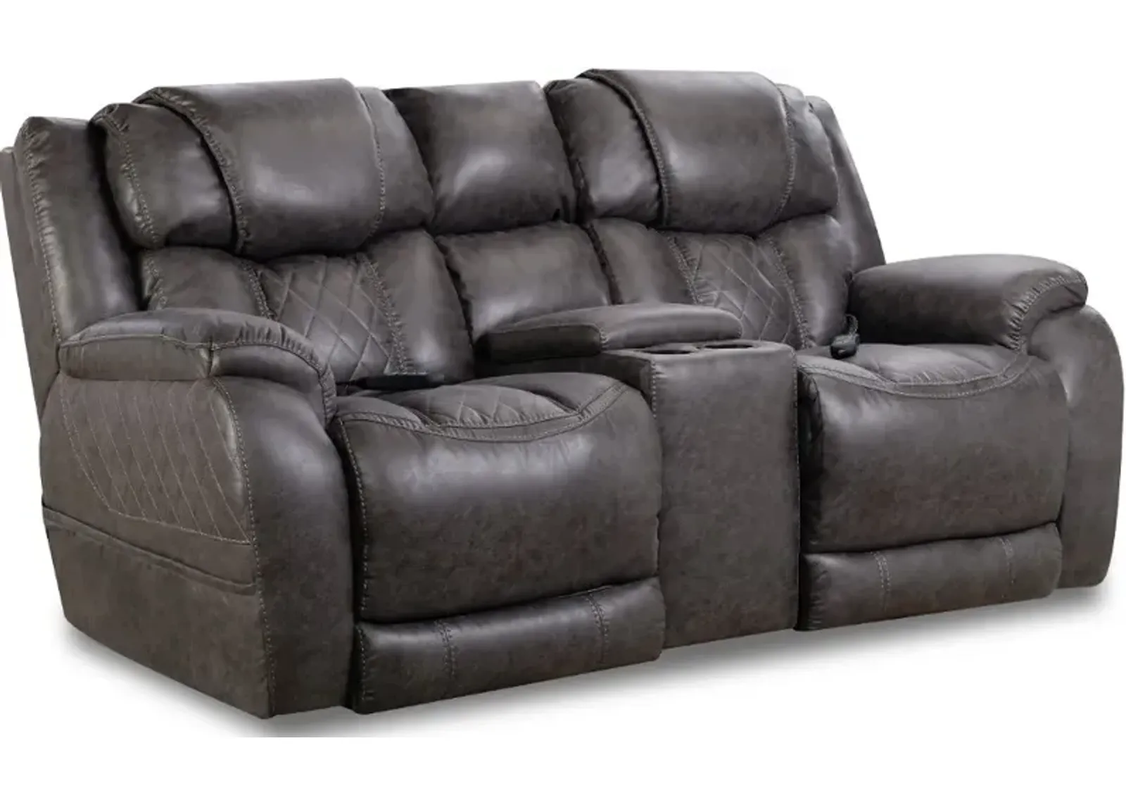 Daytona Steel Gray Power Reclining Loveseat with Console