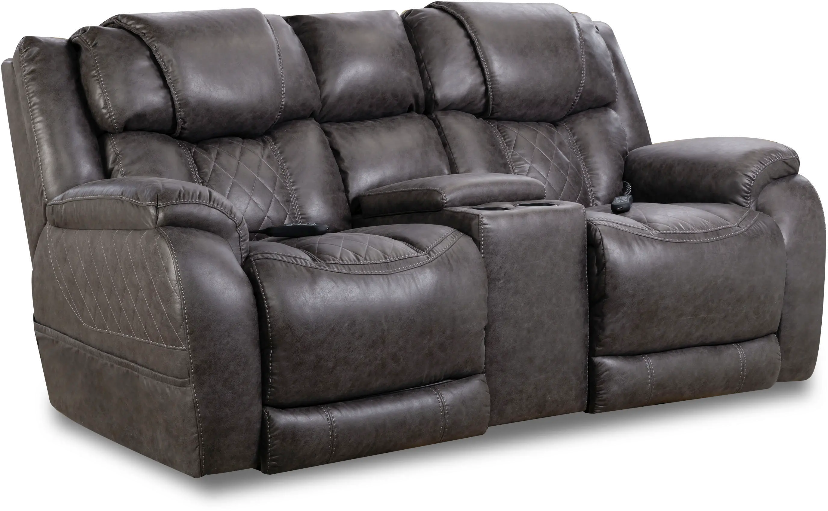 Daytona Steel Gray Power Reclining Loveseat with Console