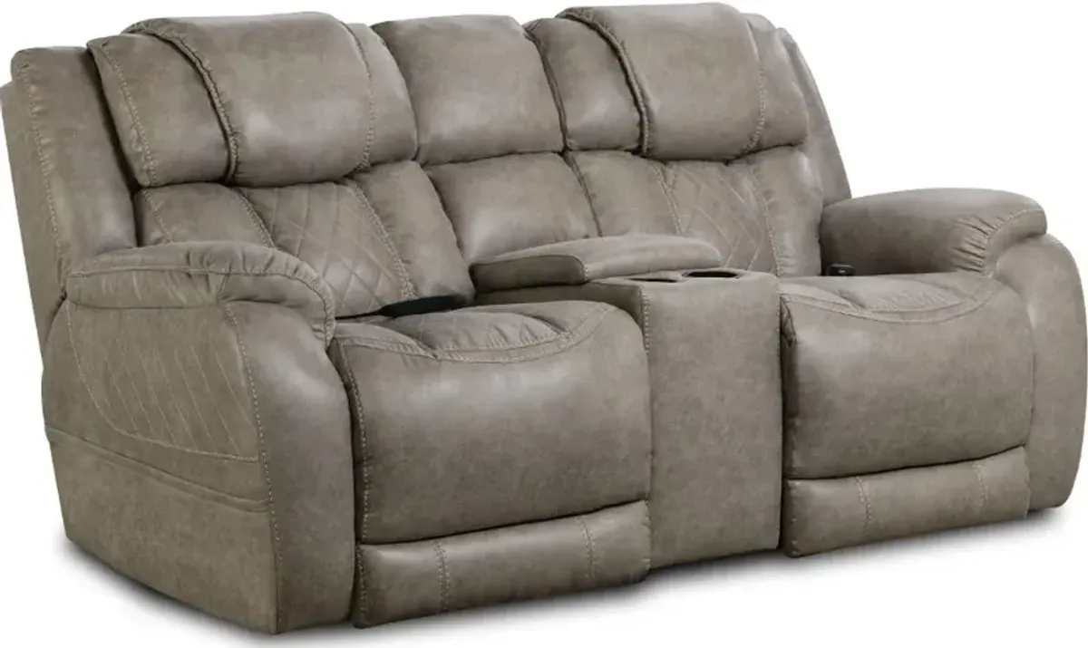 Daytona Mushroom Tan Power Reclining Loveseat with Console