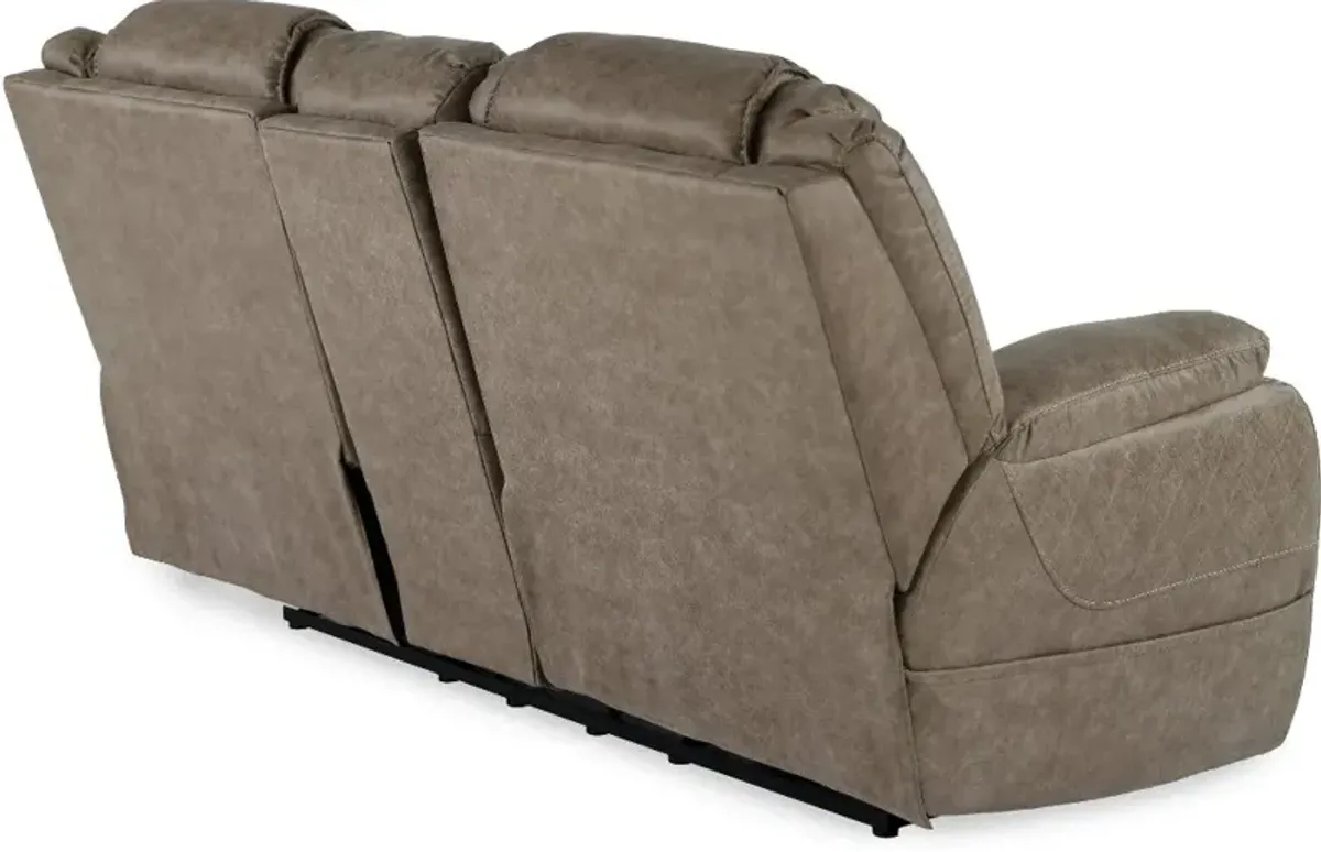 Daytona Mushroom Tan Power Reclining Loveseat with Console