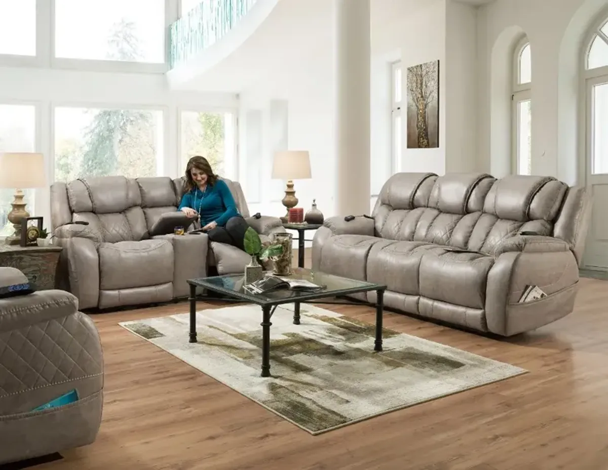 Daytona Mushroom Tan Power Reclining Loveseat with Console