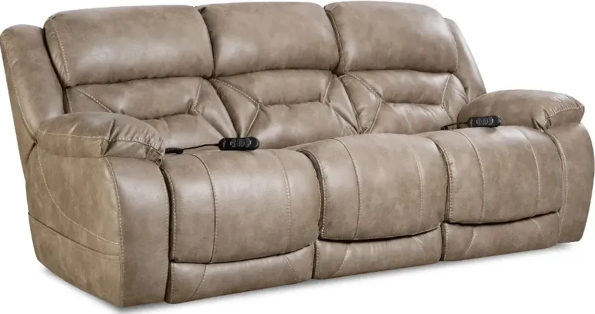 Enterprise Light Mushroom Brown Power Reclining Sofa with Power...