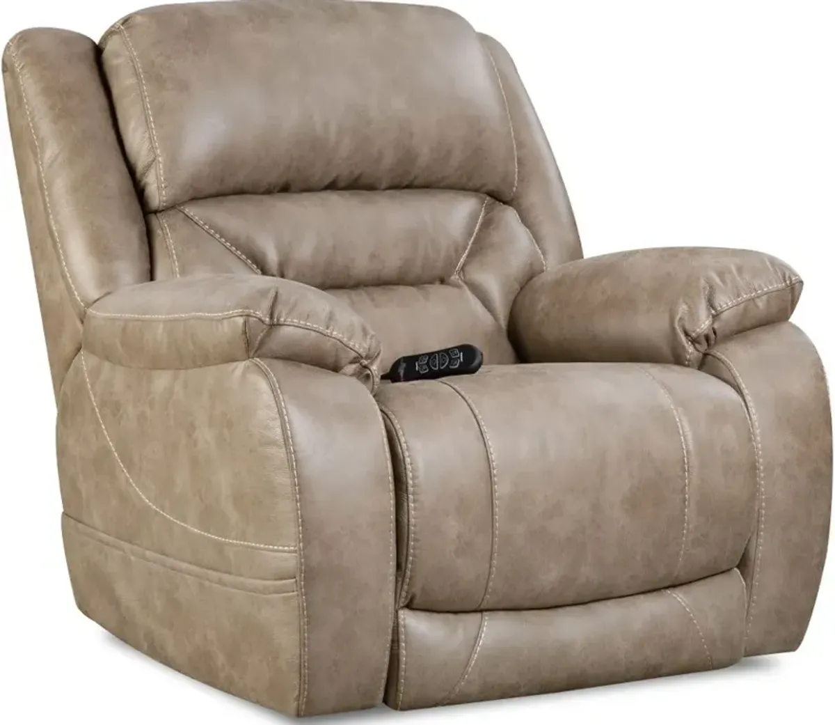 Enterprise Light Mushroom Brown Power Recliner with Power Headrest