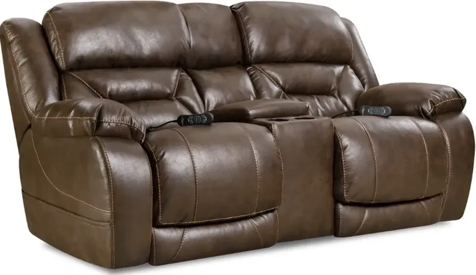 Enterprise Walnut Brown Power Reclining Love Seat with Power Headrests