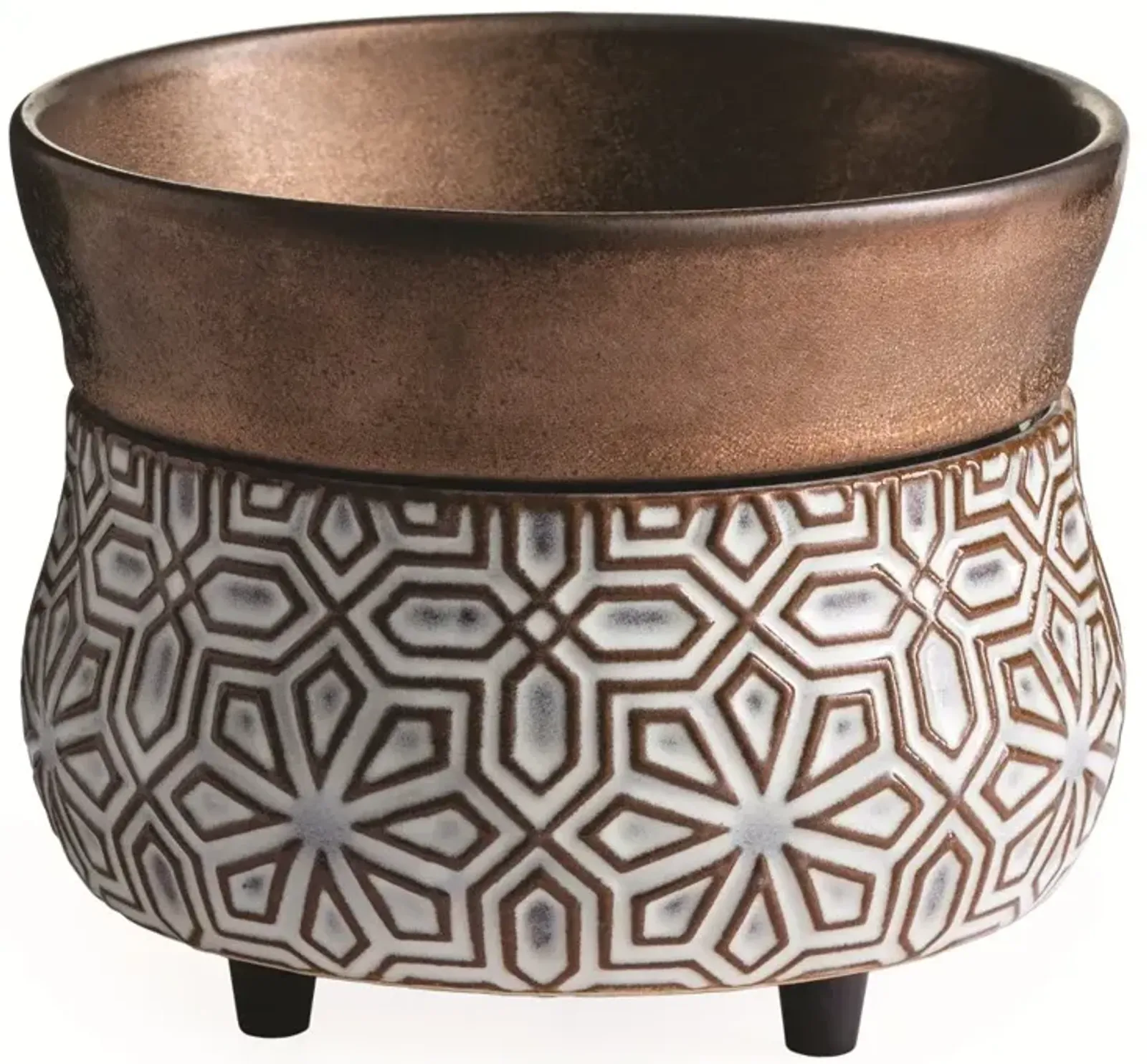 Bronze and White Geometric 2-In-1 Fragrance Warmer