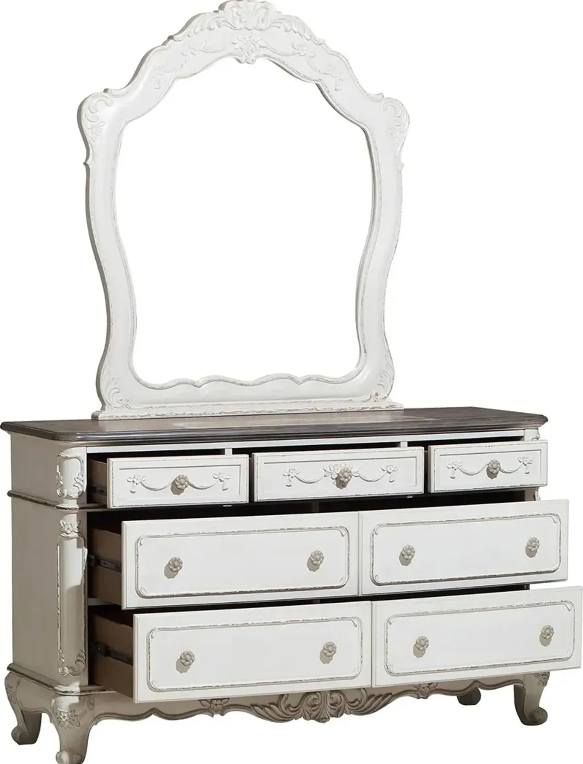 Madi Traditional Antique White Dresser