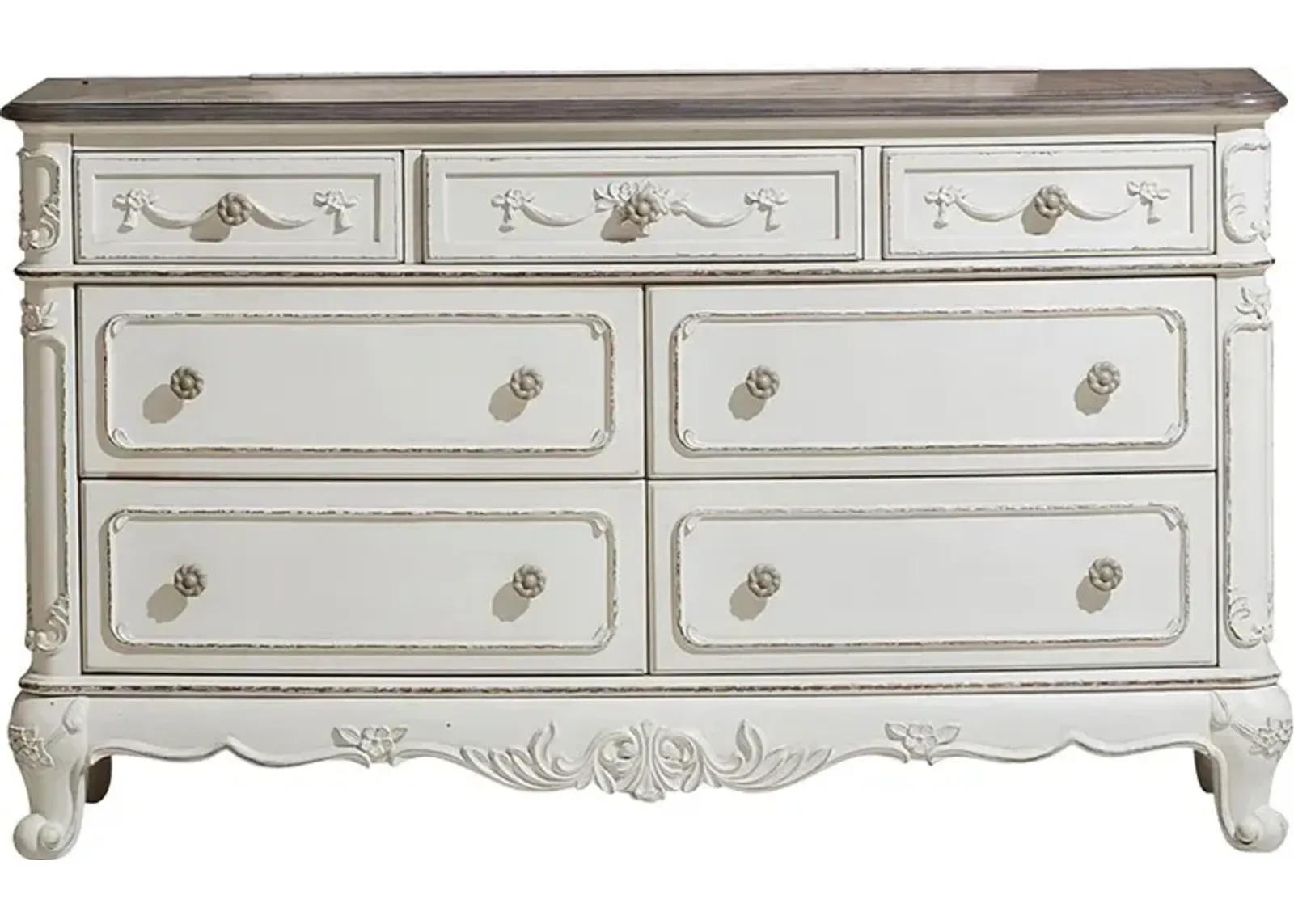 Madi Traditional Antique White Dresser