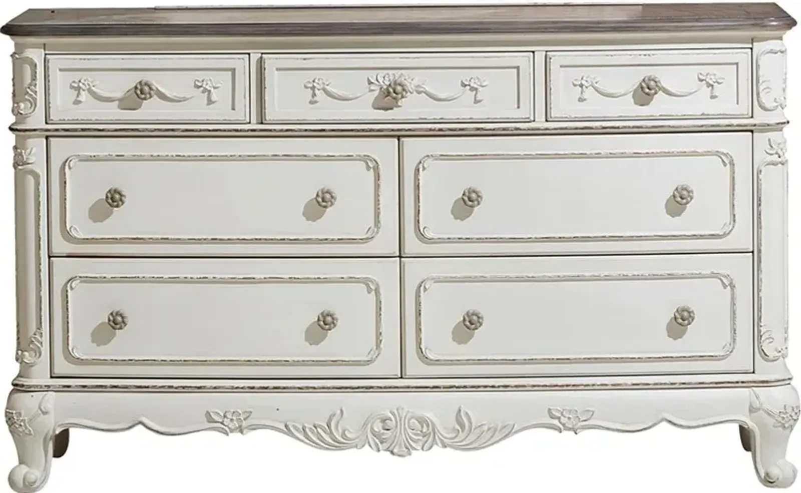 Madi Traditional Antique White Dresser