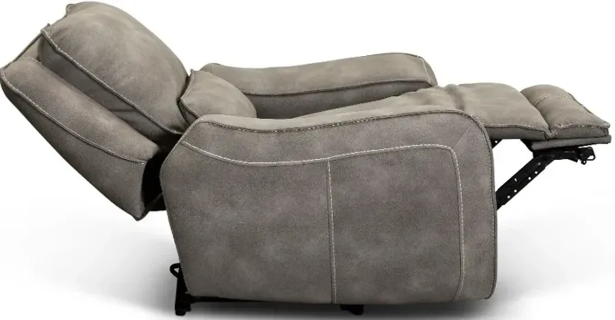 Sauvage Charcoal Gray Power Recliner with Power Headrest