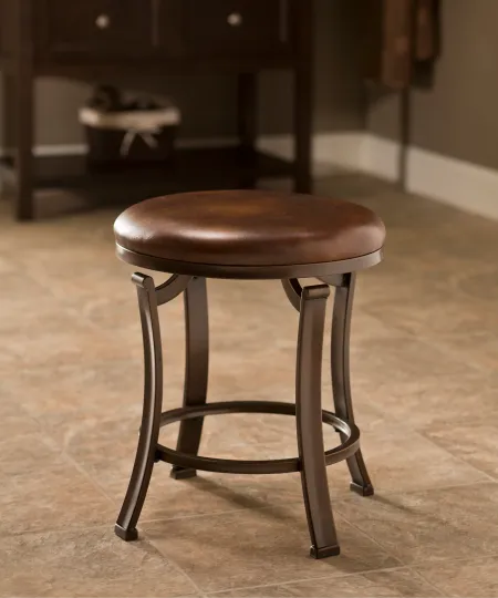 Transitional Antique Bronze Backless Vanity Stool - Hastings