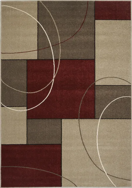 Casa 5 x 8 Burgundy and Taupe Area Rug