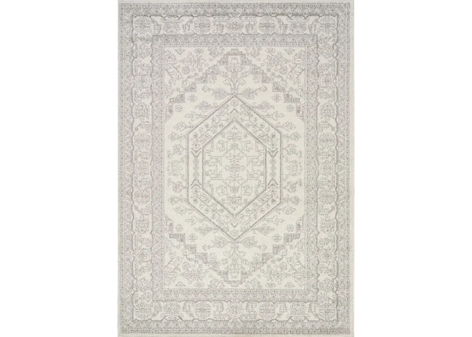 5 x 8 Medium Elegant White Faded Area Rug - Focus