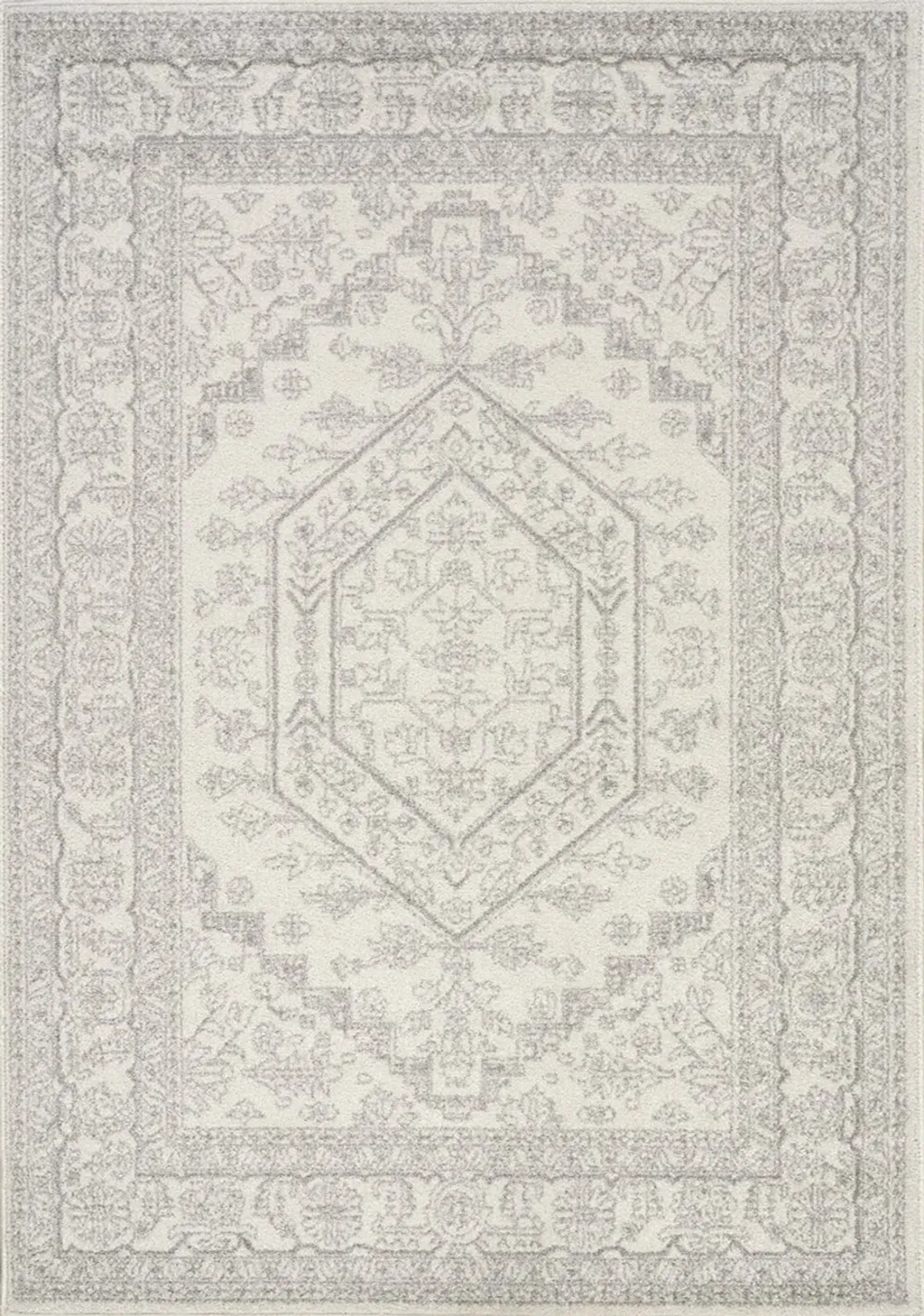 5 x 8 Medium Elegant White Faded Area Rug - Focus