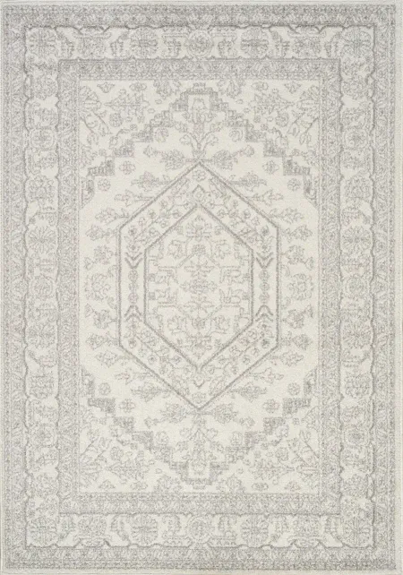 8 x 11 Large Elegant White Faded Area Rug - Focus
