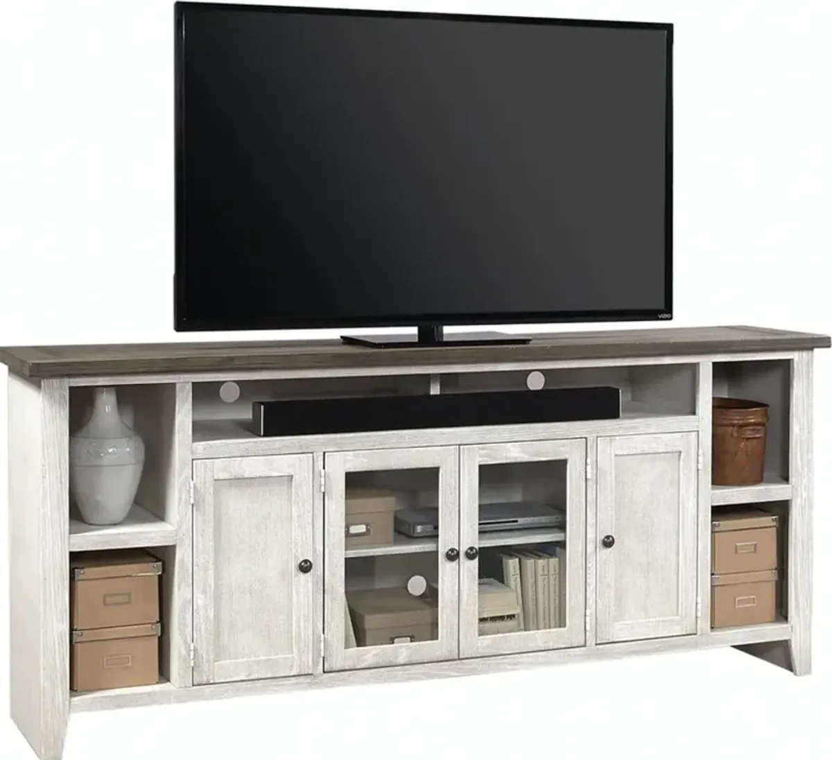 Eastport Rustic White 84" TV Stand