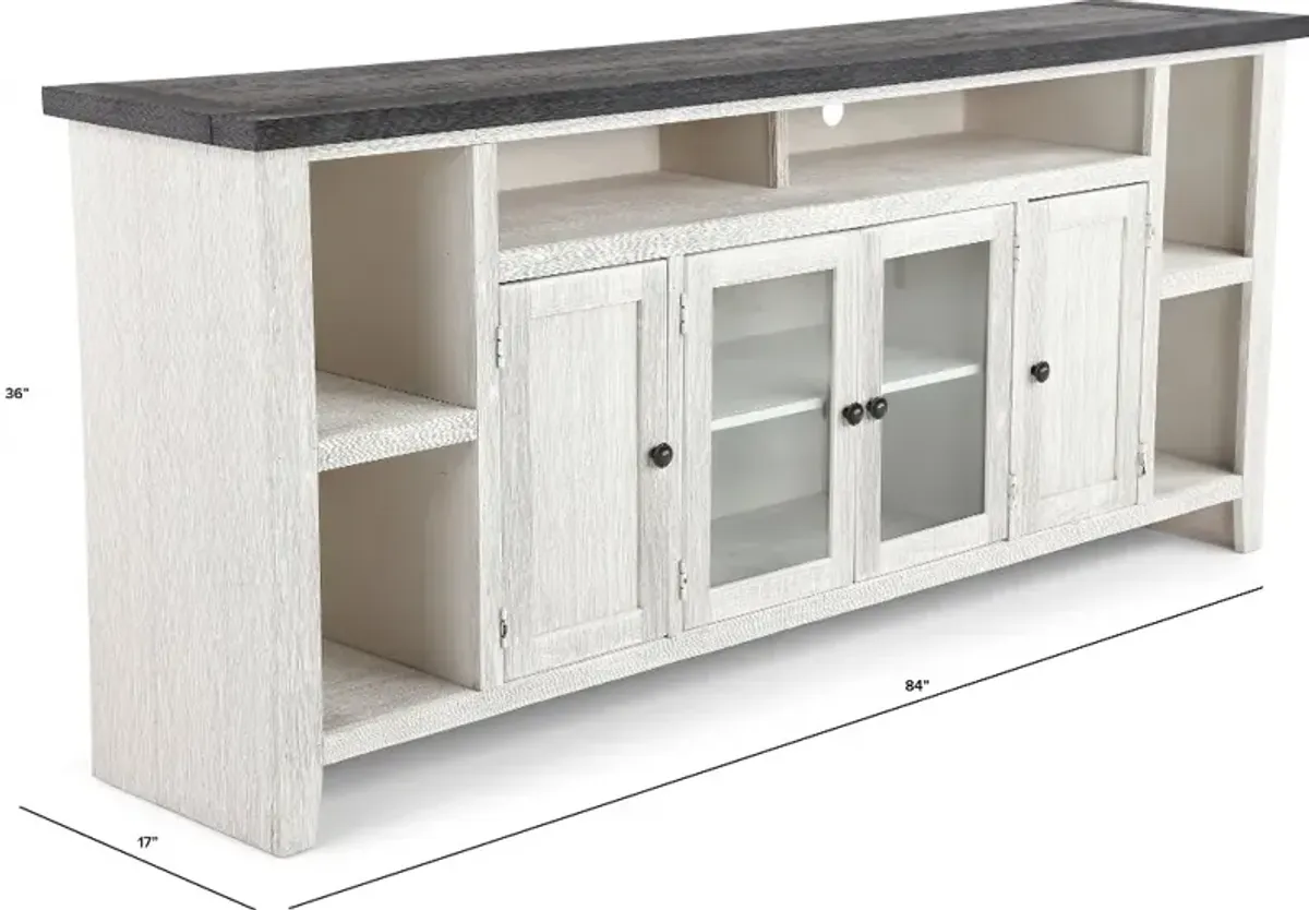 Eastport Rustic White 84" TV Stand