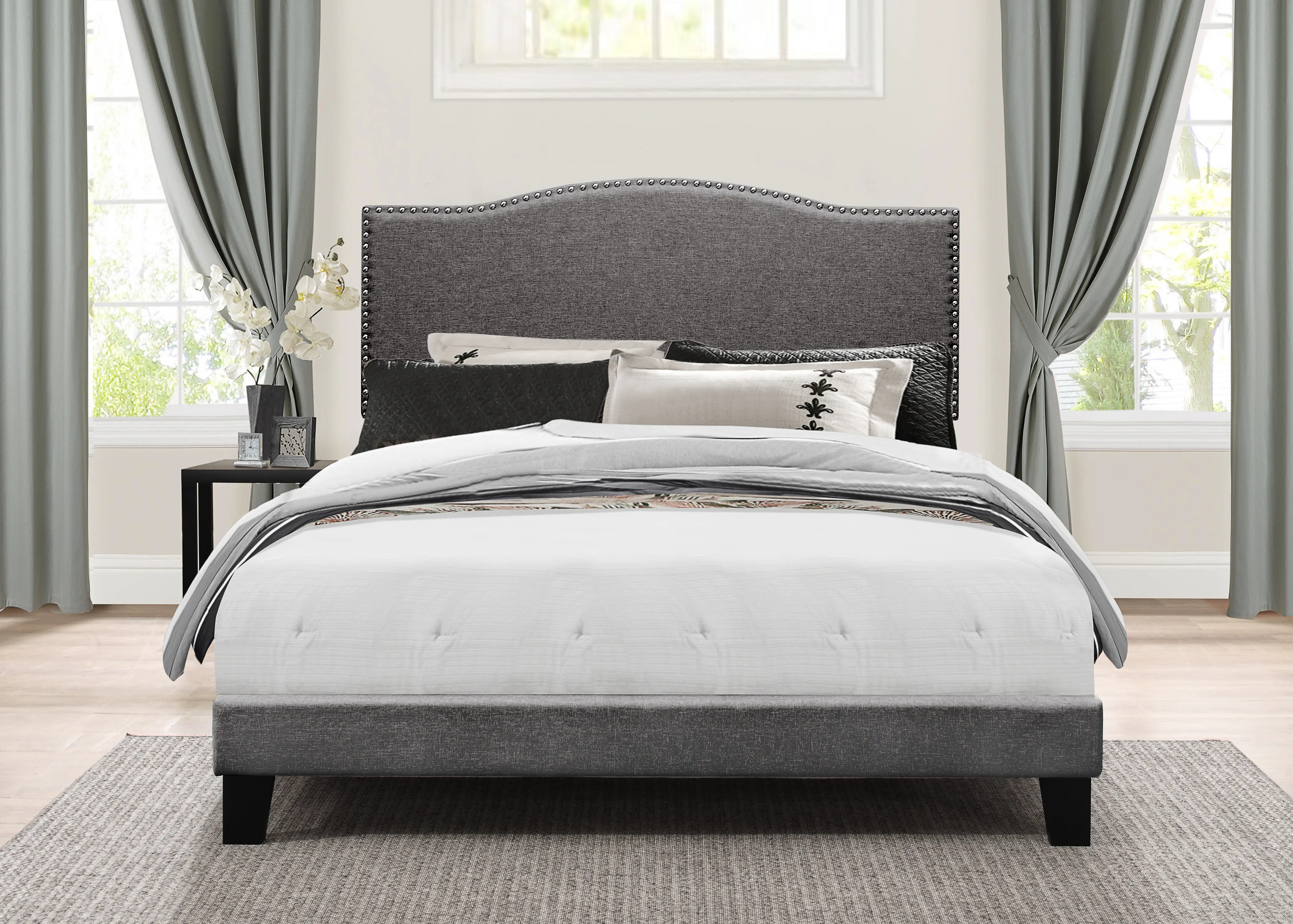 Kiley Stone Gray Queen Upholstered Bed