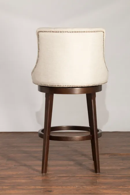 Halbrooke Traditional Cream Tufted Swivel Counter Height Stool