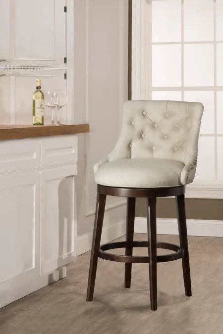 Halbrooke Traditional Cream Tufted Swivel Counter Height Stool