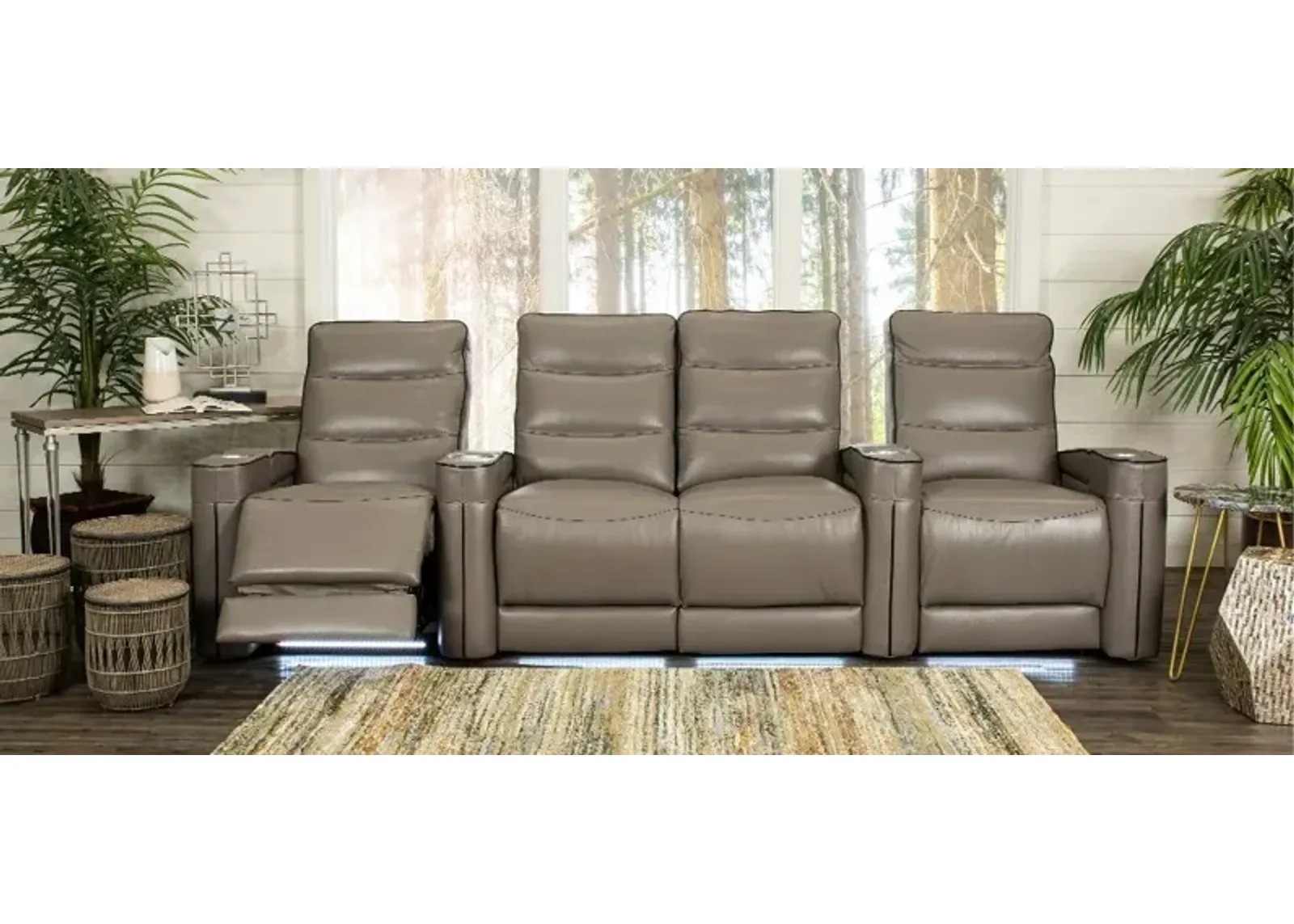 Beckett Leather-Match 3-Piece Home Theater Seating