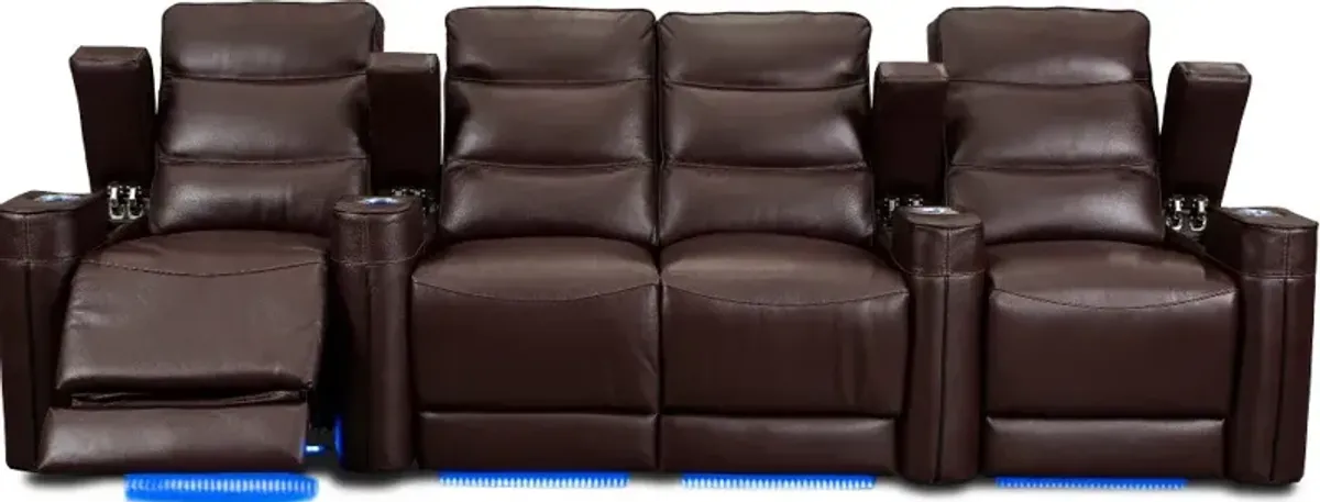 Beckett Wine Red Leather-Match 3 Piece Home Theater Seating