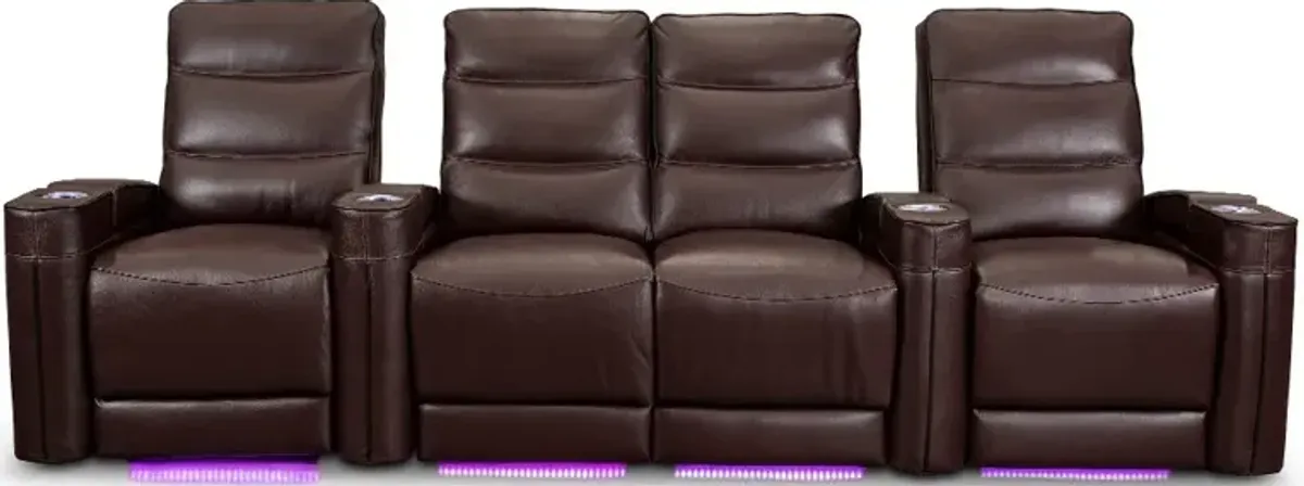 Beckett Wine Red Leather-Match 3 Piece Home Theater Seating