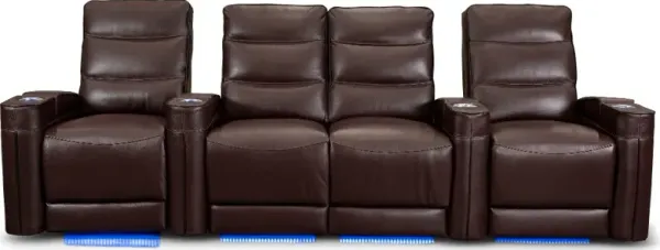 Beckett Wine Red Leather-Match 3 Piece Home Theater Seating