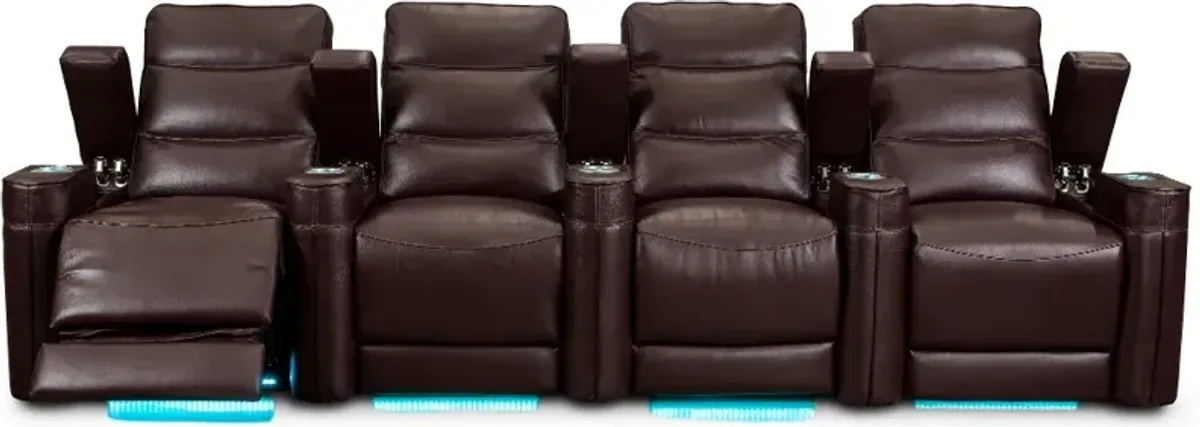 Beckett Wine Red Leather-Match 4 Piece Home Theater Seating