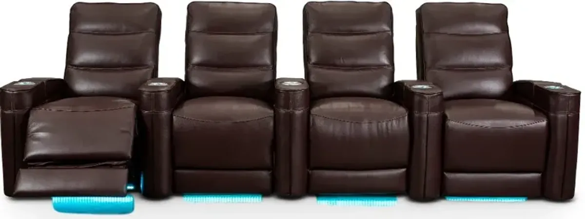 Beckett Wine Red Leather-Match 4 Piece Home Theater Seating