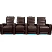 Beckett Wine Red Leather-Match 4 Piece Home Theater Seating