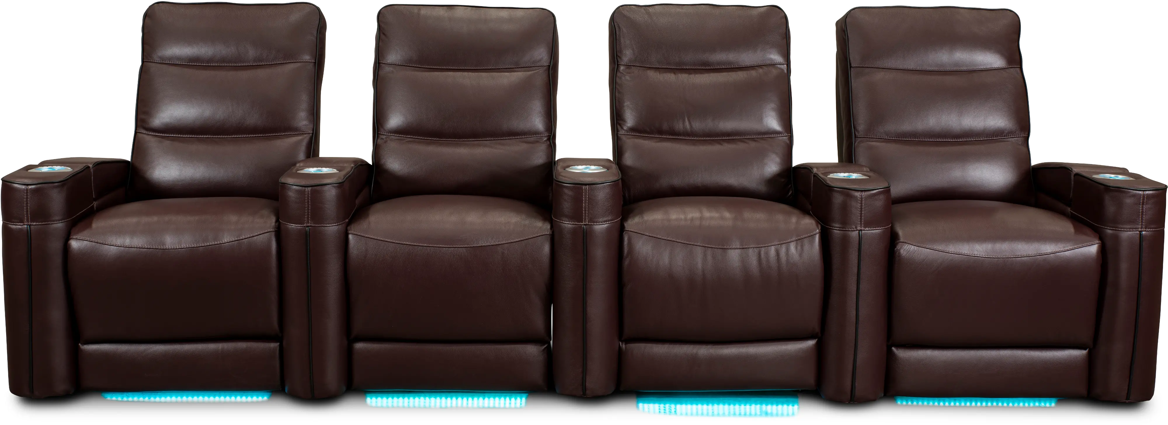 Beckett Wine Red Leather-Match 4 Piece Home Theater Seating