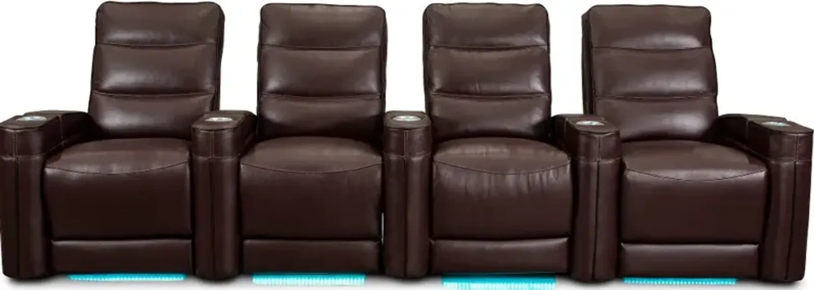 Beckett Wine Red Leather-Match 4 Piece Home Theater Seating