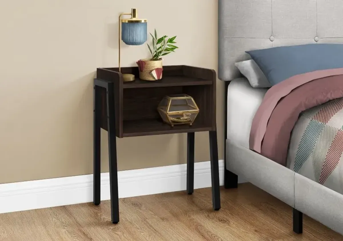 Contemporary Espresso and Black End Table - Mavis