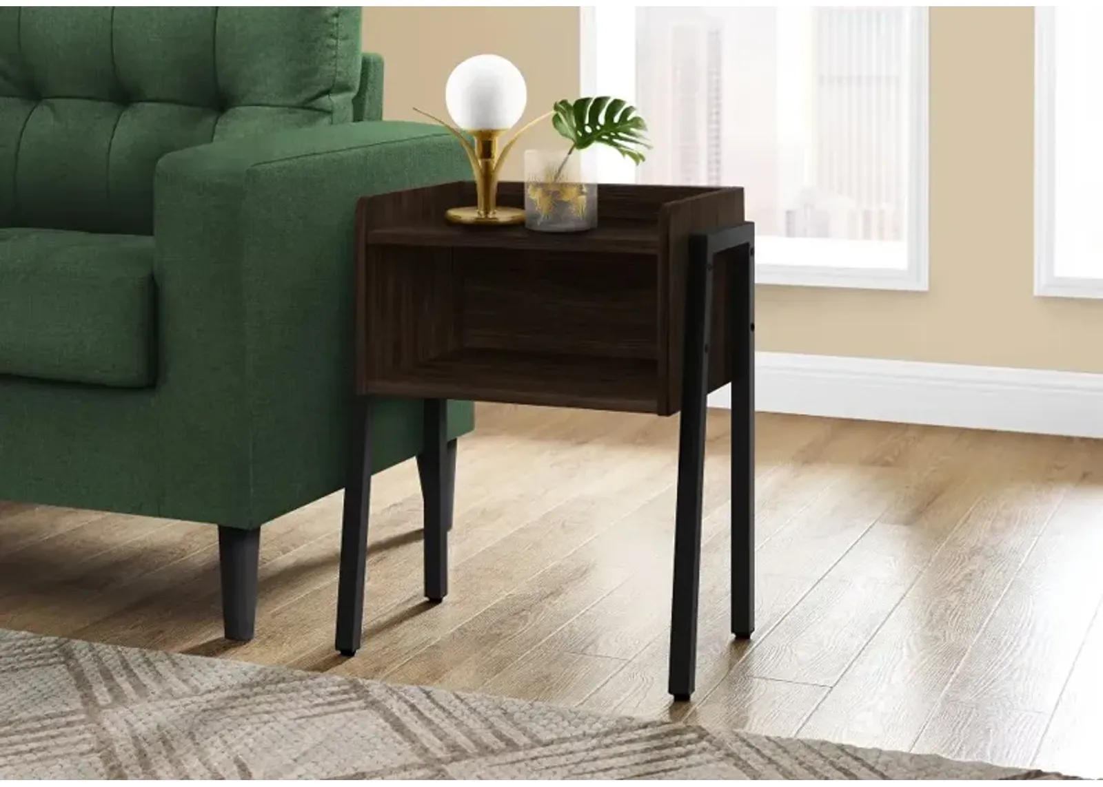 Contemporary Espresso and Black End Table - Mavis