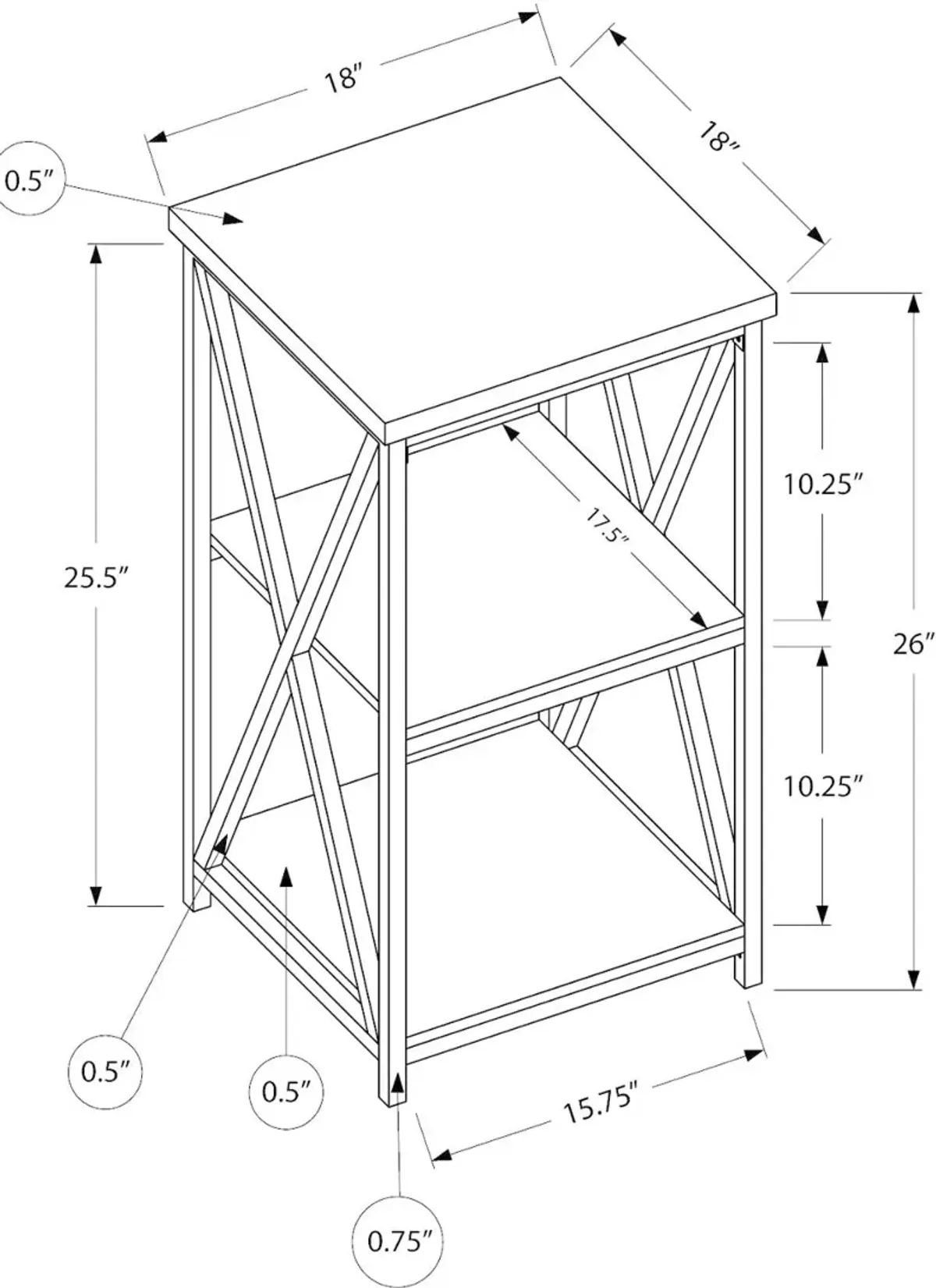 Gray and Black End Table - X Frame