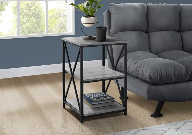 Gray and Black End Table - X Frame