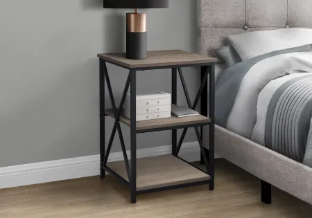 Taupe and Gray End Table - X Frame