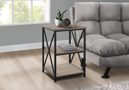 Taupe and Gray End Table - X Frame