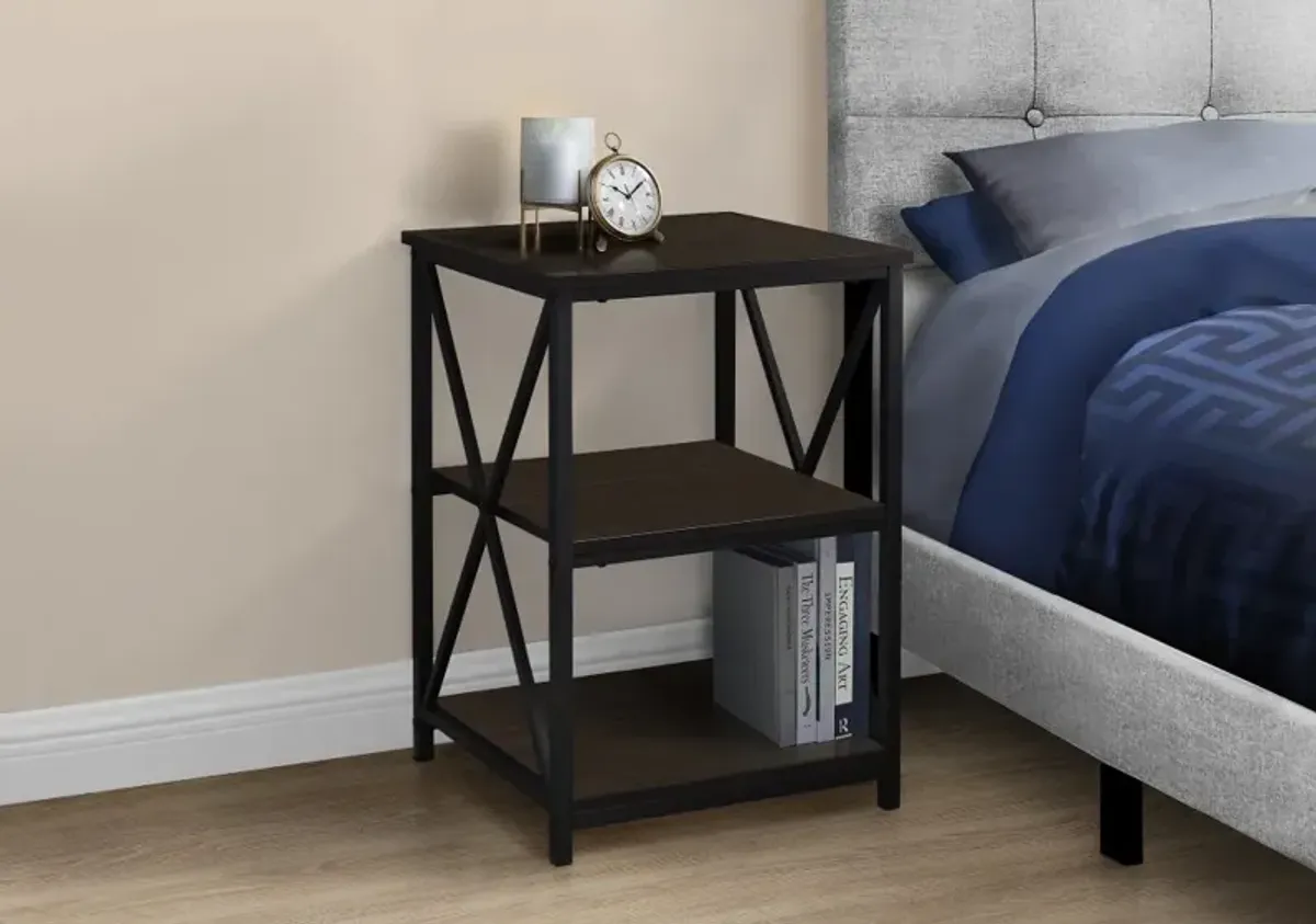 Espresso and Black End Table - X Frame